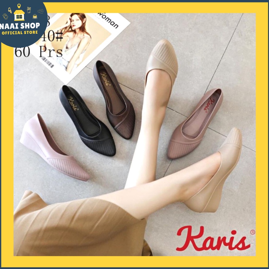 Best Product➩ CZCNL Sepatu Wanita Wedges Model Salur Kekinian Tinggi Heels -+ 4 CM Size 36-40 Wedge 