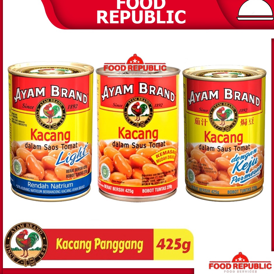 

✵Harga Termurah➯ 7JRRR AYAM BRAND BAKED BEANS 425 GR KACANG SAOS TOMAT LIGHT CHEESE TOMATO J33 ✧Baru