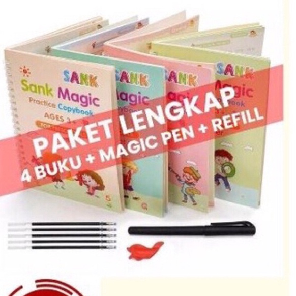 

✾Pasti Murah✣↑ 8SYF9 Sank book Magic 3D Buku Edukasi Anak Belajar Menulis Untuk TK Angka & Huruf / buku magic/Magic Practice Book 1 set isi 4 buku + pen + H84 Dijual Murah