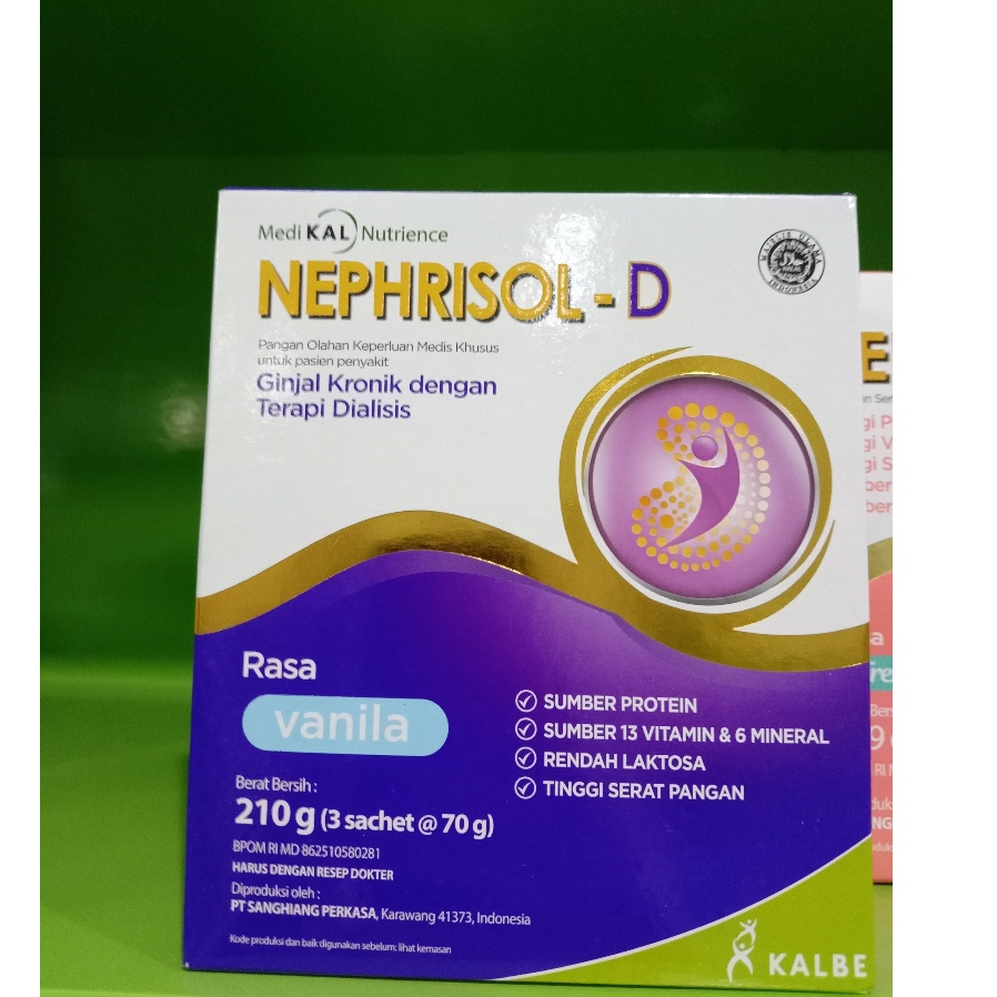 

Makanan Diet untuk Gangguan Ginjal Nephrisol-D Vanilla 210gr 3s