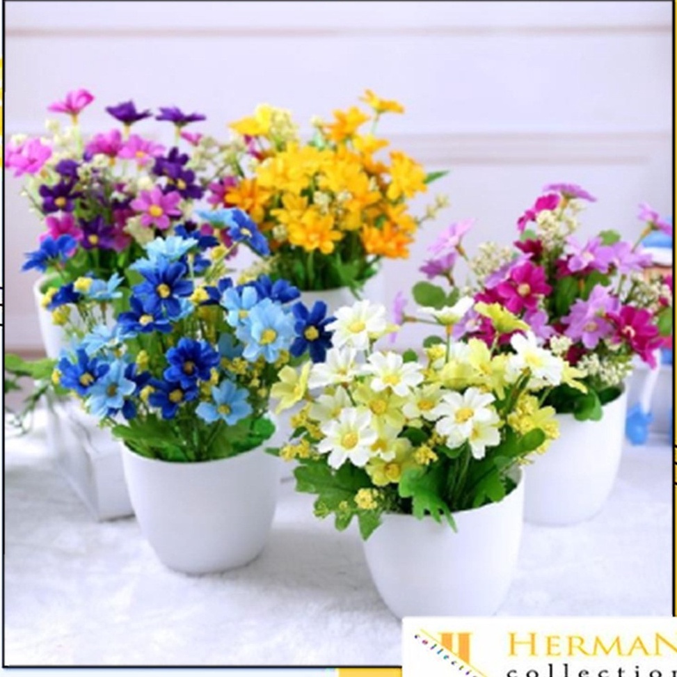 Best Product☊ DVB9F HC Ornamen Pot Tanaman Bunga seruni Dekorasi Tanaman Hias Tanaman Plastik Pot Bu