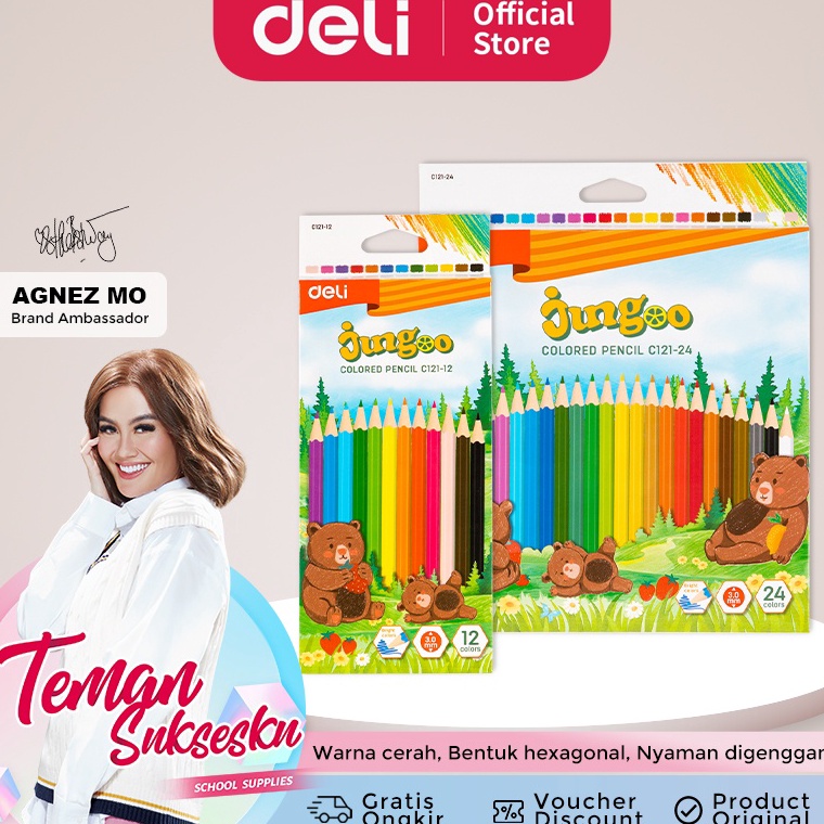 

Deli Colored Pencil / Pensil Warna Lucu 12 24 Warna Pewarnaan Cerah EC121-XX ←Best Seller