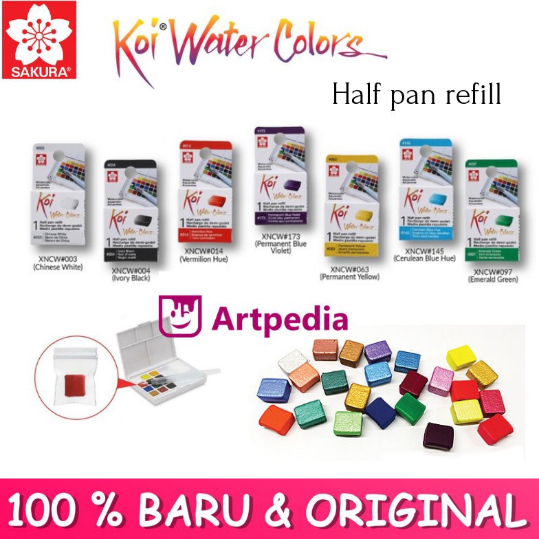 

[D8069] Sakura Koi Watercolor Half Pan Refil l/ WaterColor Refill / Isi Cat Air 52