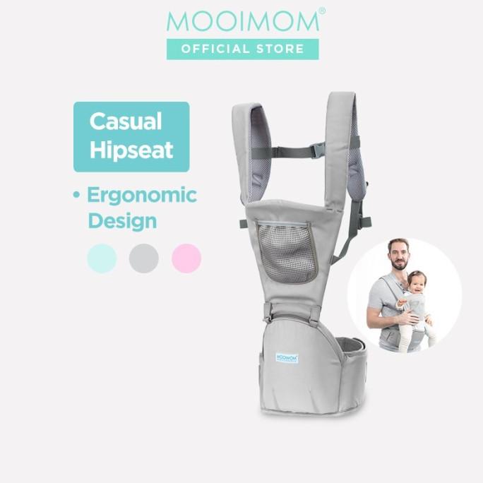 MOOIMOM Casual Hipseat Carrier Gendongan Bayi Depan - 3 - 36 Bulan,Merah Muda