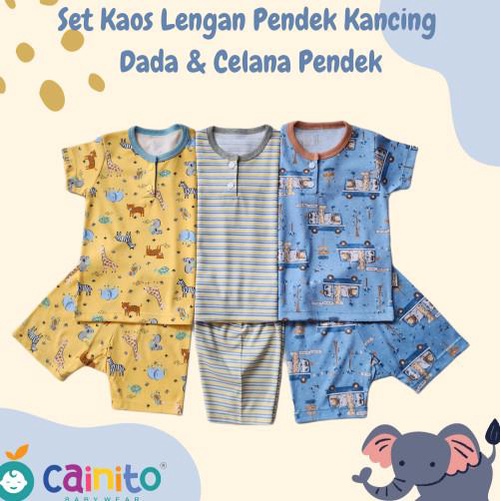 new  [[ 3pcs ]] cainito,setelan pendek kancing dada celana pendek