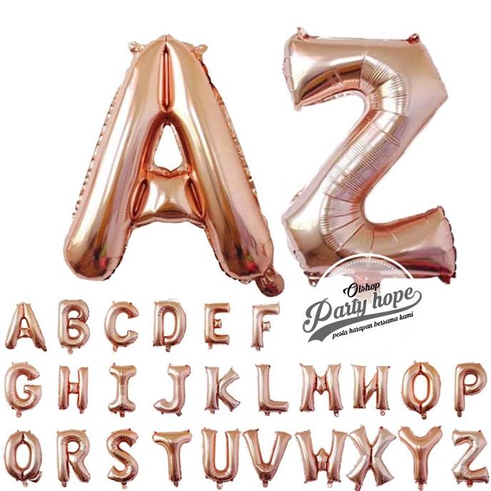 %%%%] Balon foil huruf Rose Gold / balon huruf / balon foil abjad Rose Gold
