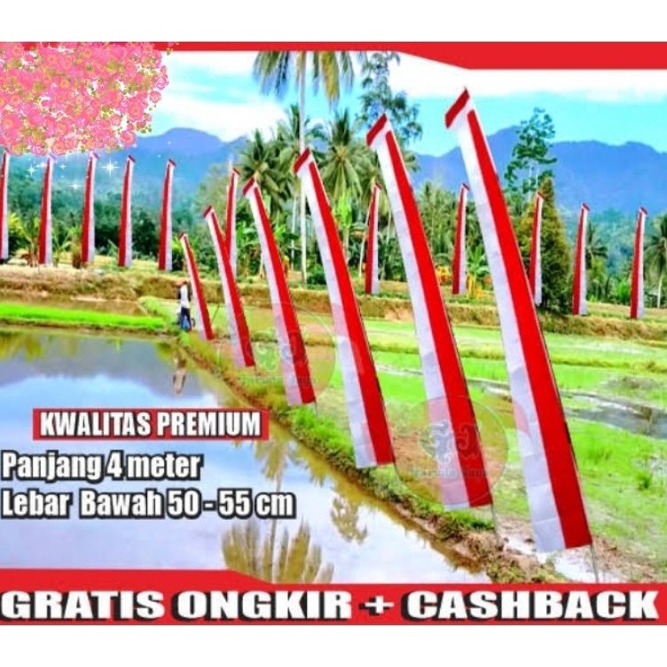 3♬KJS6-A UMBUL UMBUL Layur merah putih panjang 4 METER 939➚