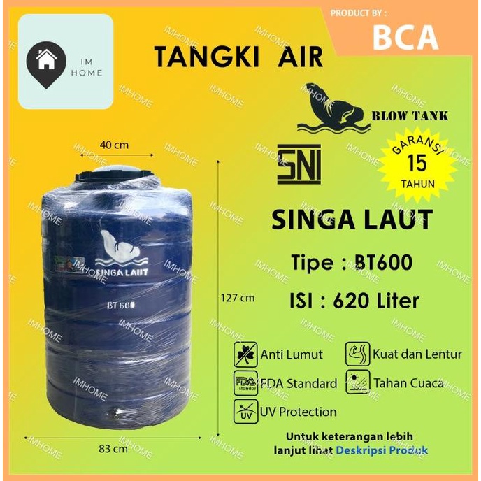 Tangki / Toren Air Singa Laut 600 Liter Anti Lumut Blow Tank 500 Liter