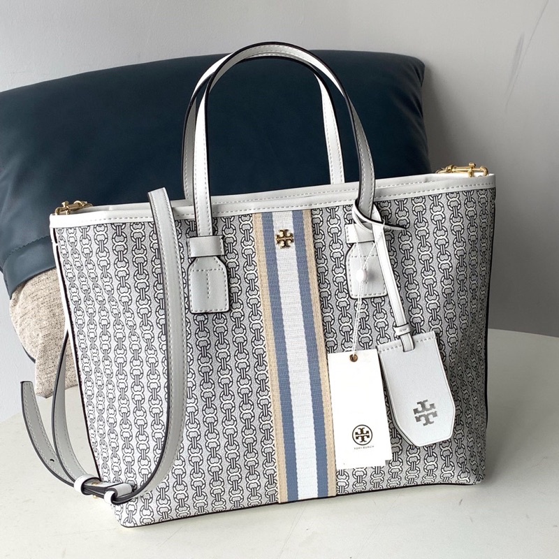 Tory Burch Monogram Coated Canvas Tote Bag