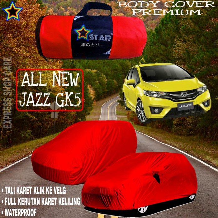 Sarung Mobil All New Jazz Gk5 Polos Merah Body Cover Jazz Premium