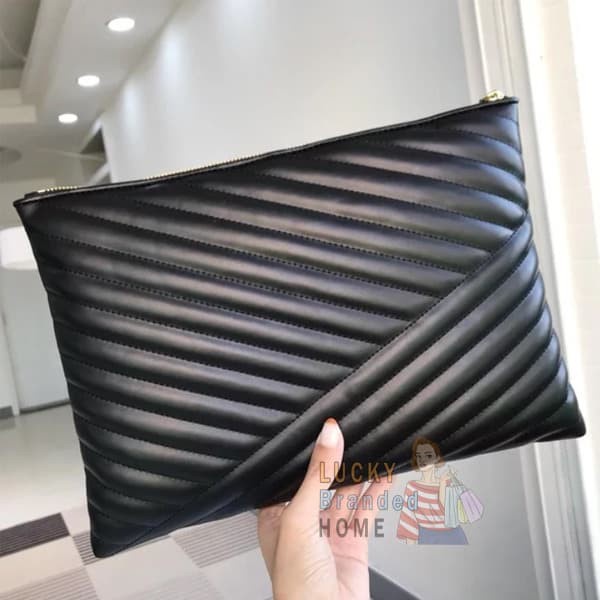 Tory Burch Kira Chevron Zip Leather Pouch - Clutch Tory Burch