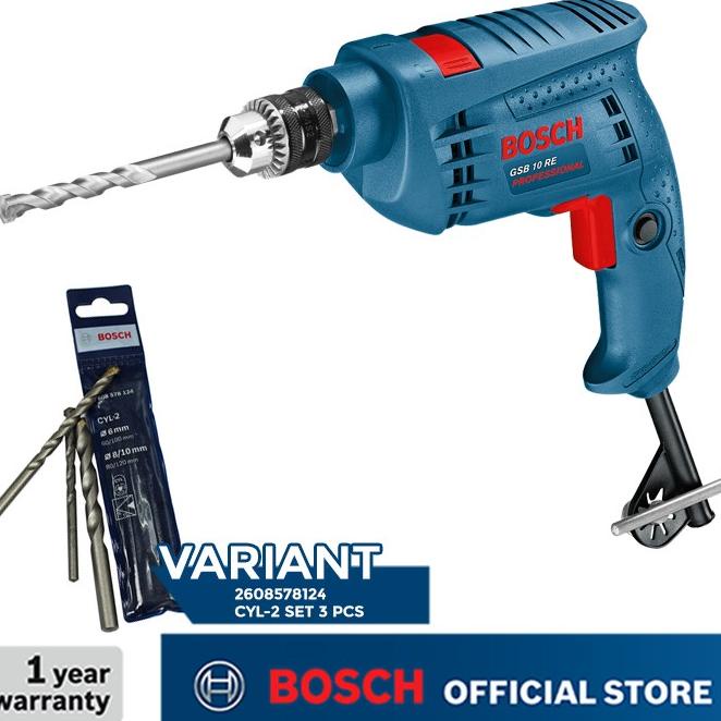 Bosch Bor Tembok Listrik Dengan Mata Bor Tembok Cyl-2 3Pcs Gsb 10 Re