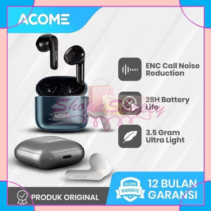 TWS Bluetooth ACOME Q1 ENC Call Noise Reduction Airdots Garansi Resmi
