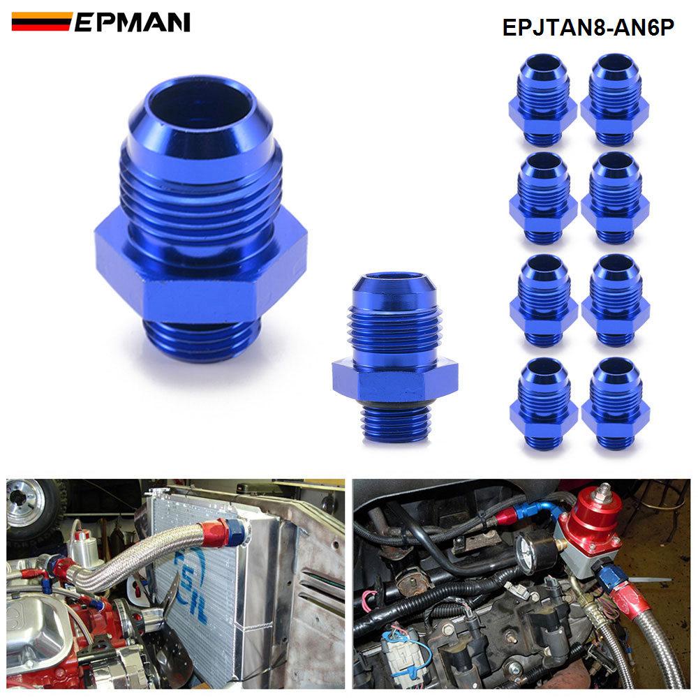 EPMAN 10PCS AN8 Flare Male To AN6 Adapter Fitting Flare To Pipe Straight Adapter Fitting EPJTAN8-AN6