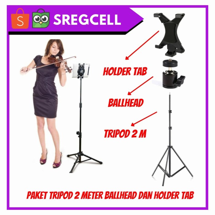 Terlaris Tripod 1 Meter + Holder Tablet/Ipad, Tripod Stand Holder Tablet/Ipad