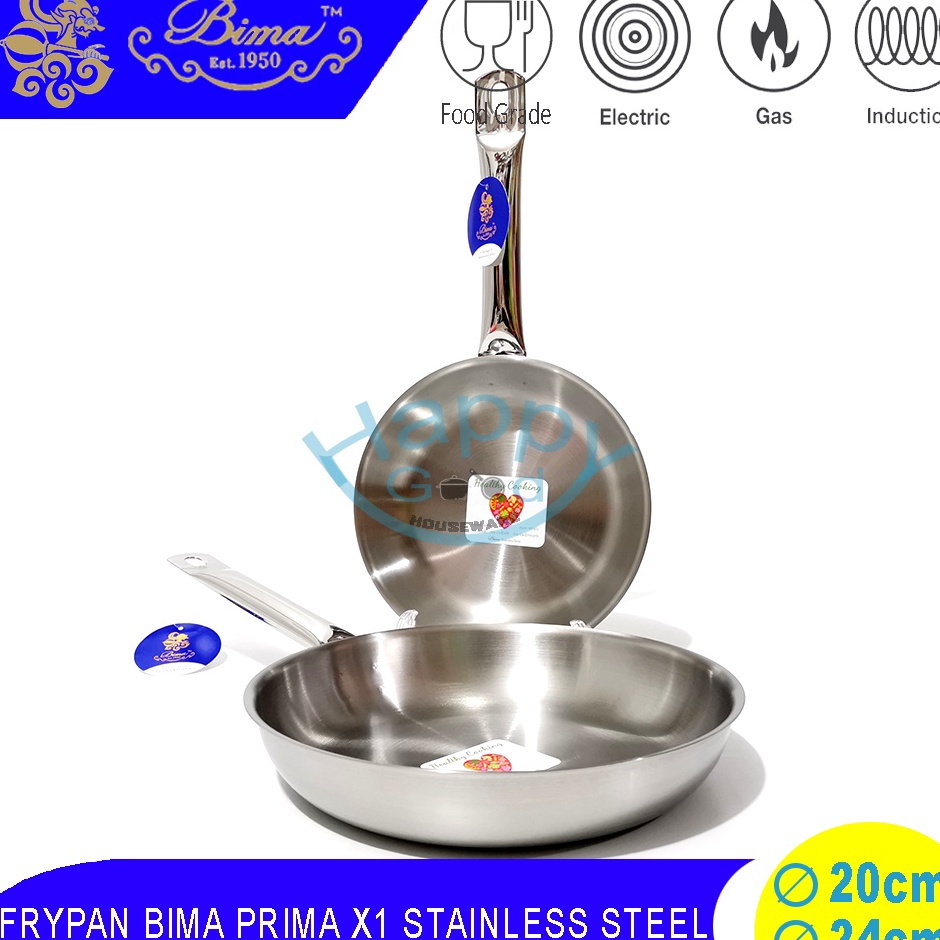 ¢Sbd BIMA PRIMA X1 / HERITANCE CLASSIC 20-24CM FRYPAN/PANCI PENGGORENGAN STAINLESS STEEL SUS304 d Ke