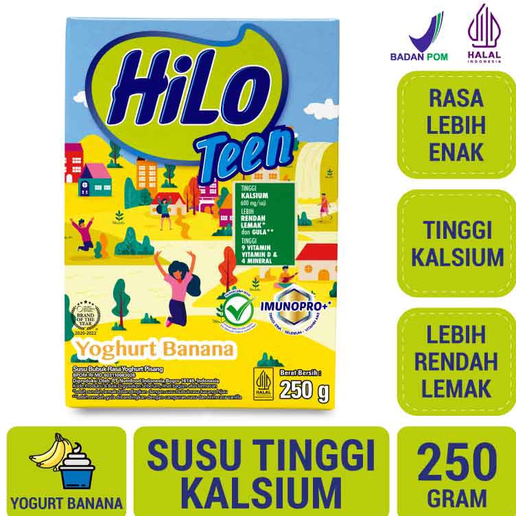 

Ready Hilo Teen Yoghurt Banana 250 gram - Susu Tinggi Kalsium Rendah Lemak