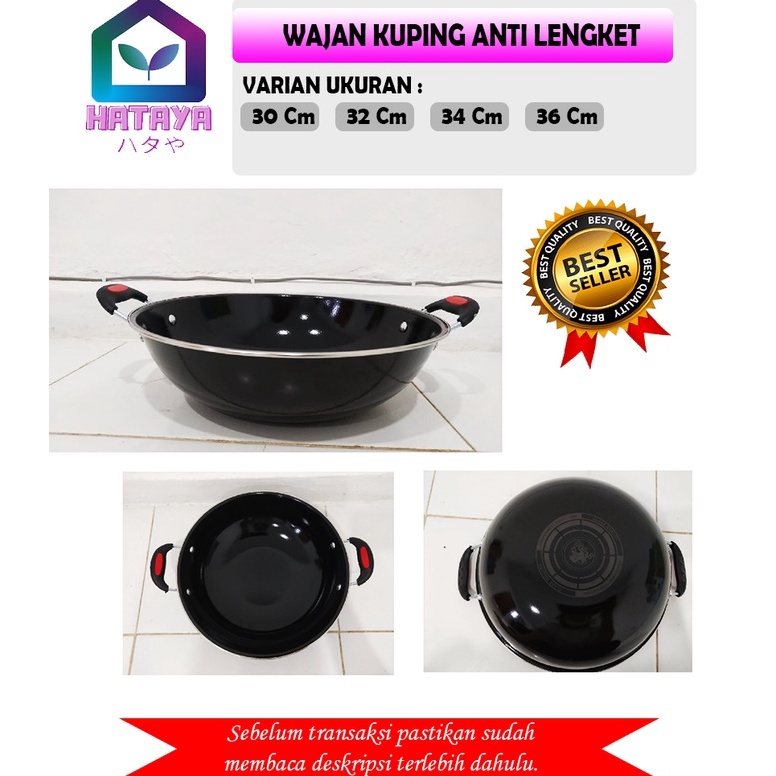 Diskon NGC HATAYA - KUALI HITAM KUPING 30 32 34 36 / KUALI HITAM ANTI LENGKET/KUALI HITAM KULIT JERU