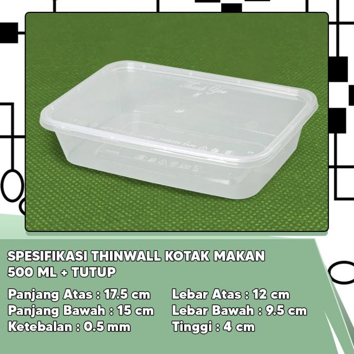 Sale Kotak Makan Plastik Ml Thinwall / Mika Box / Persegi Panjang