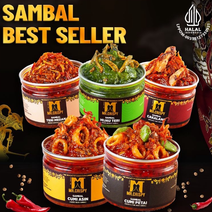 

codeFf4F9 Sambal Cumi Asin/Pete/Bajak Ebi/Teri Medan Sambel Mr.Crispy