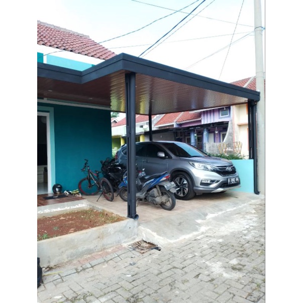 kanopi baja ringan atap alderon RS + plafon PVC + talang air all in