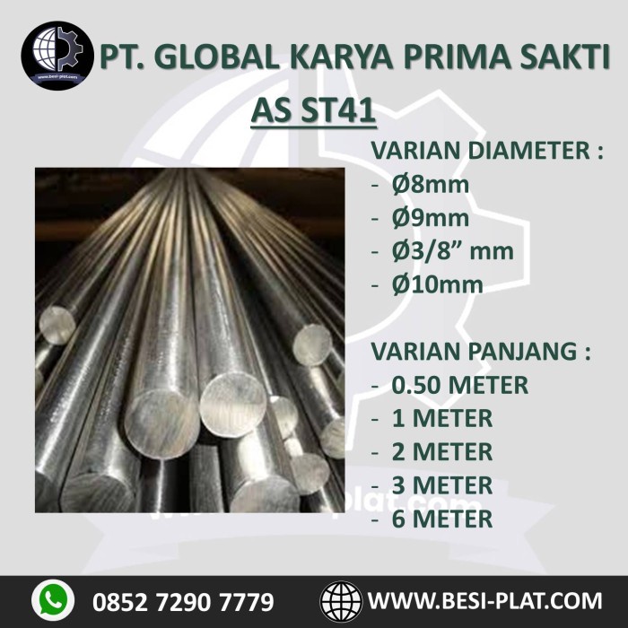 As Besi ST41 Potongan diameter 8mm