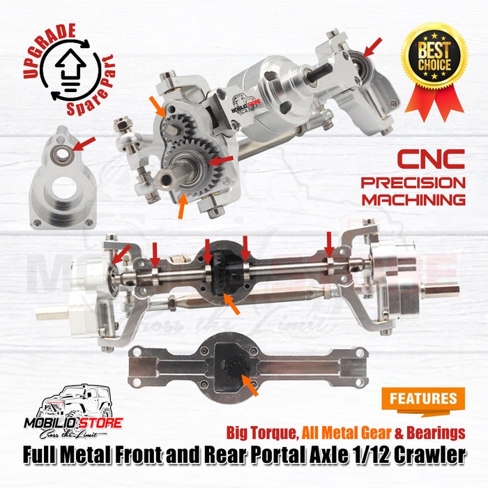 TERLARIS Upgrade Part Full Metal Front & Rear Gardan Portal Axle RC MN Crawler