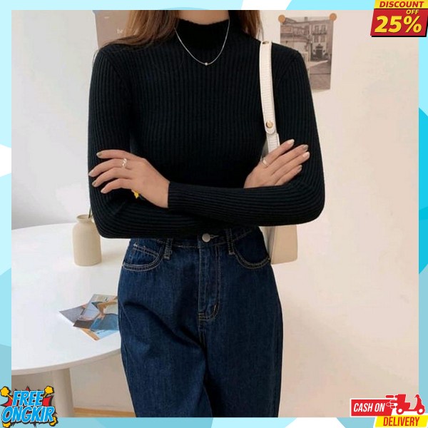 Manset Turtle Ketat Tshirt Dalaman Premium Sweater Rib Murah Rib Knit Leher Turtleneck Kriwil Knit /