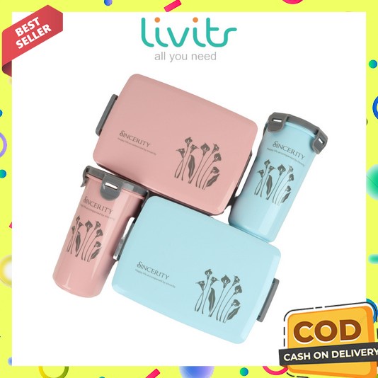 Kotak Makan Lunch Box 1 Set Lengkap Murah Anak Wadah Nasi Sekolah Sd Tuperwar Mini Gratis Tas Botol 