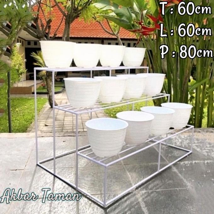 Rak Bunga Susun Besi 3 Tingkat / Rak Pot Tanaman Panjang 80cm