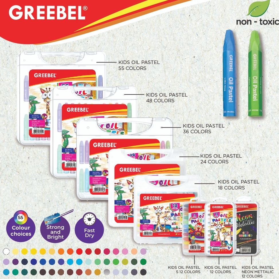 

KFKW8 GREEBEL Crayon Krayon KIDS OIL PASTEL/ tidak berdebu & cerah untuk Sekolah Anak & professional non toxic Harga Murah