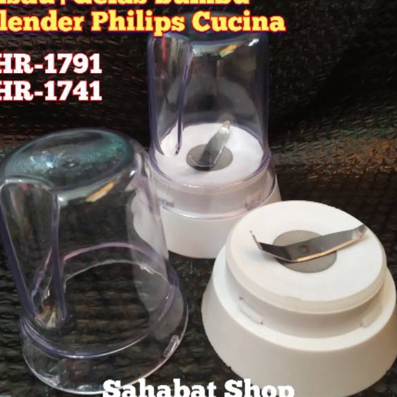 Dijual Murah GELAS MILL BUMBU + PISAU BLENDER PHILIPS CUCINA HR 1791 1741 2940