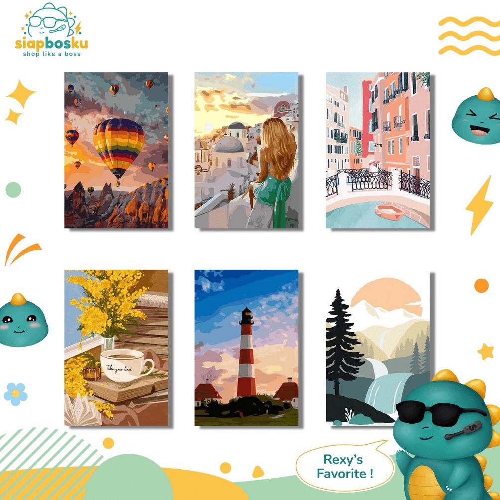 

51 PAINT BY NUMBER 20x30 CM AESTHETIC LANDSCAPE KANVAS PAINTING KIT WITH FRAME SIAP LUKIS 63