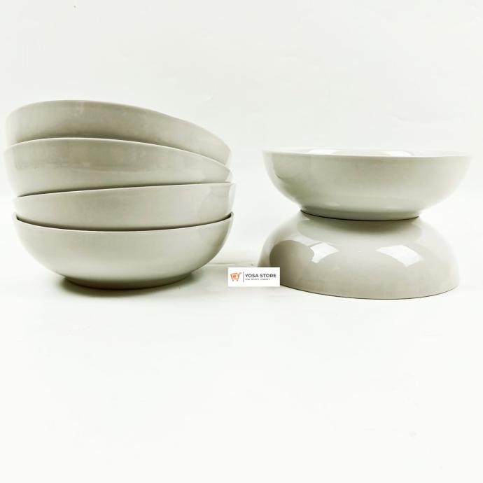 Mangkok Sereal Bubur Keramik Putih Polos 7 Inch Kedaung- 6 Pcs