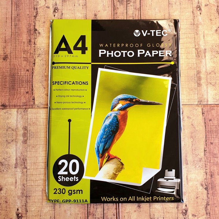 

46 PHOTO PAPER GLOSSY 230 GSM A4/20LEMBAR ANTI AIR V TECH Best Produk