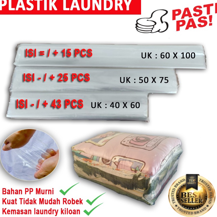 ' Eh Plastik Laundry / Plastik PP Laundry / Plastik Laundry Kiloan / kantong Plastik PP Bening / Pla