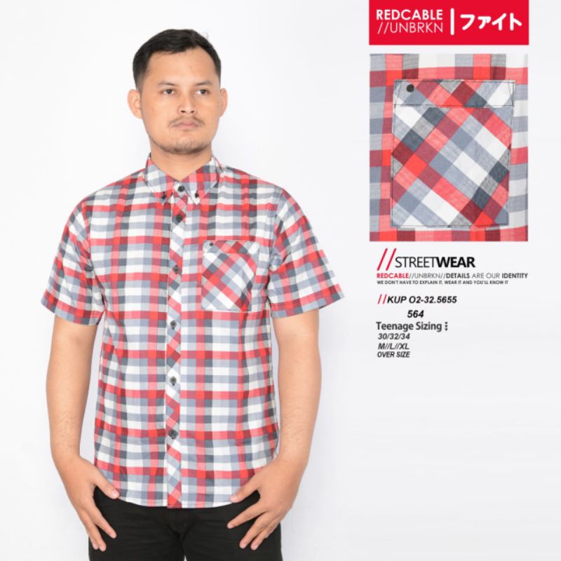 Kemeja Pendek Pria Motif Kotak-kotak