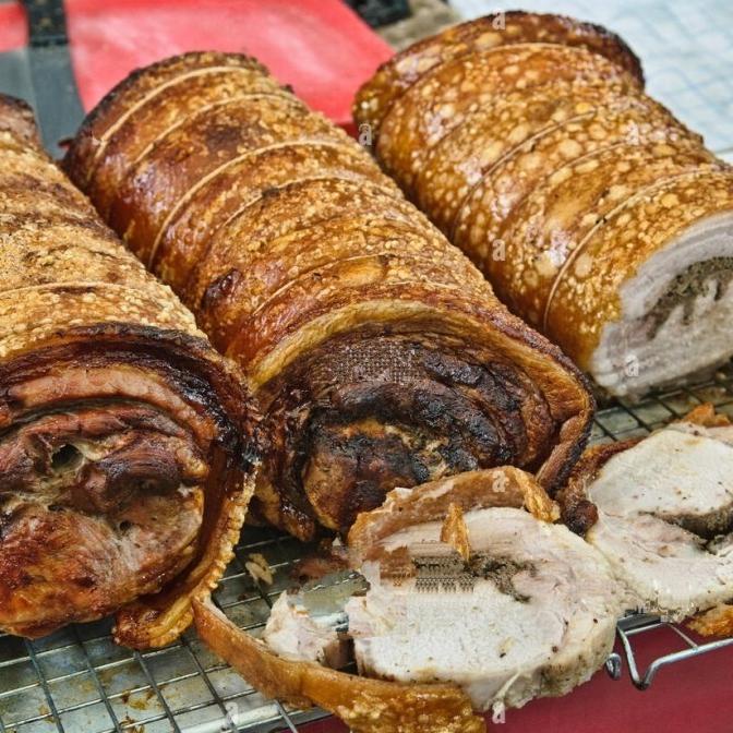 

Porchetta Italian pork belly crispy