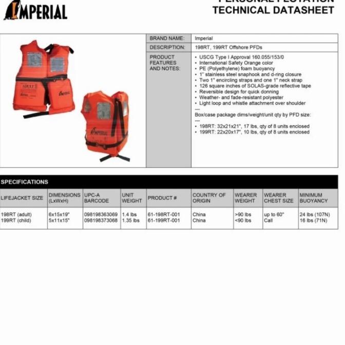 Life Jacket Imperial 198Rt Pelampung