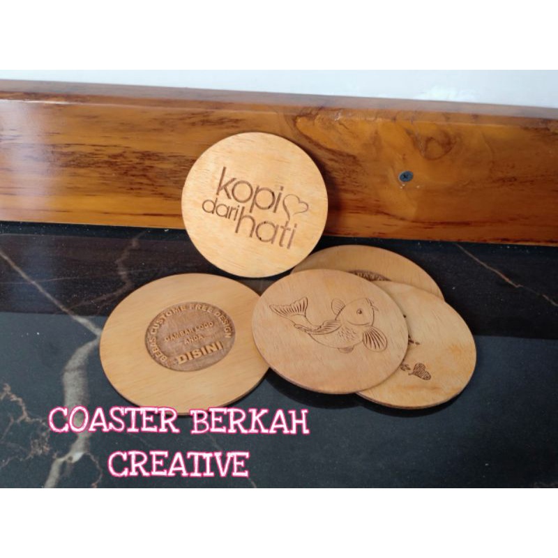 Tatakan gelas kayu Ukir