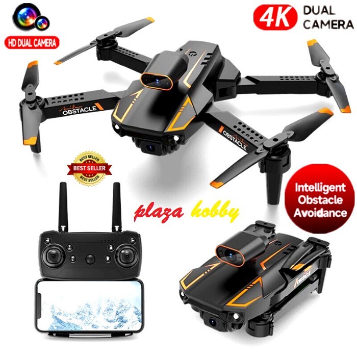 DRONE S91 4K DUAL CAMERA SENSOR ANTI TABRAK 3 ARAH ALTITUDE HOLD ORIGINAL