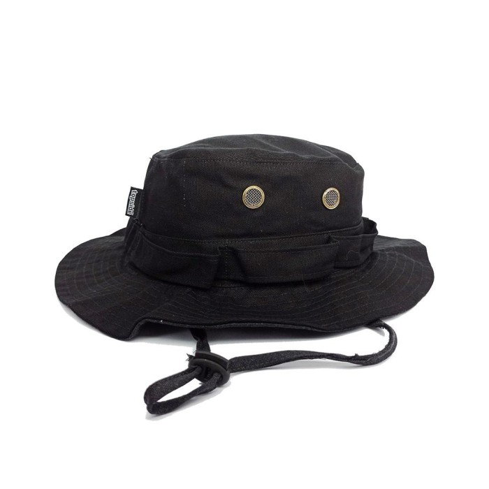 Topi Topi Keplek Rimba Pendaki Gunung Kanvas Topside - Hitam(H4K9) Topitopi pantai topi wanita korea