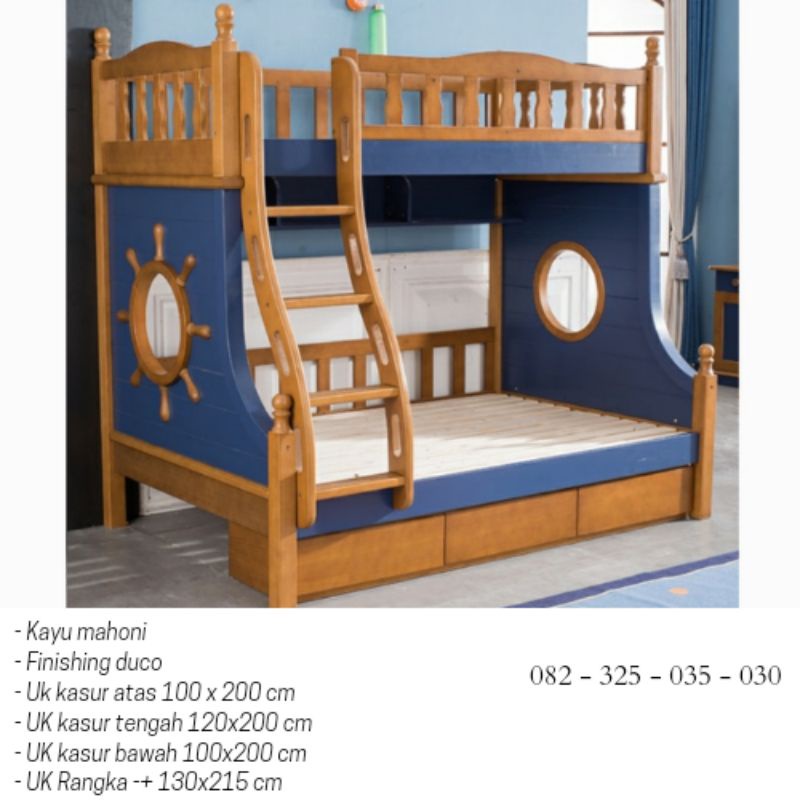 Tempat Tidur 2 Tingkat Minimalis Anak Laki Laki Multifungsi Laci