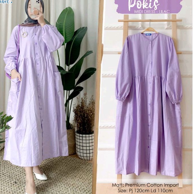 POKIS LONG TUNIK DRESS WANITA BUSUI KANCING DEPAN TUNIK KEKINIAN
