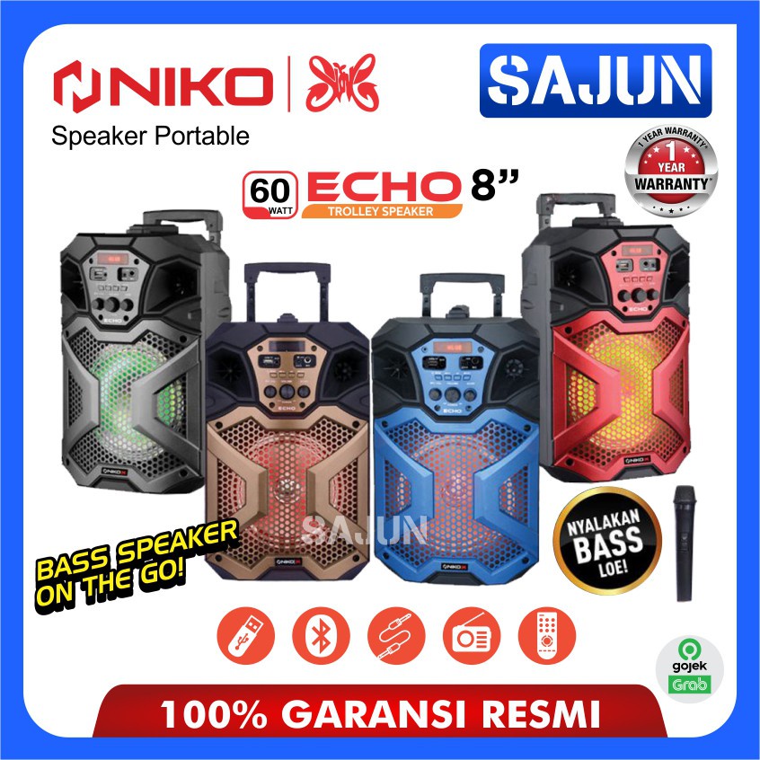 Niko Speaker Trolley ECHO8 Speaker Bluetooth Portable 8 Inch
