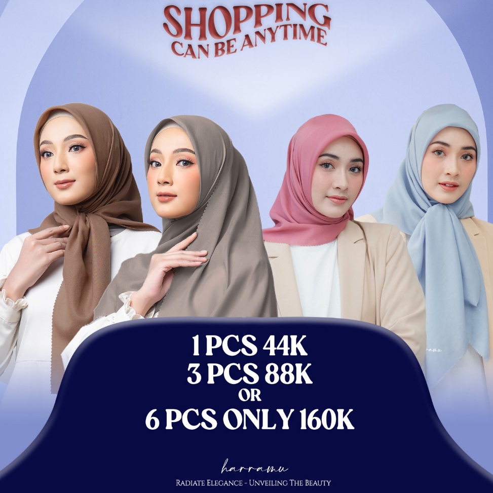 LANGSUNG ORDER. HARRAMU Kerudung Segiempat Polos Paket Bundling Polos - Jilbab Voal Paris Premium Hi