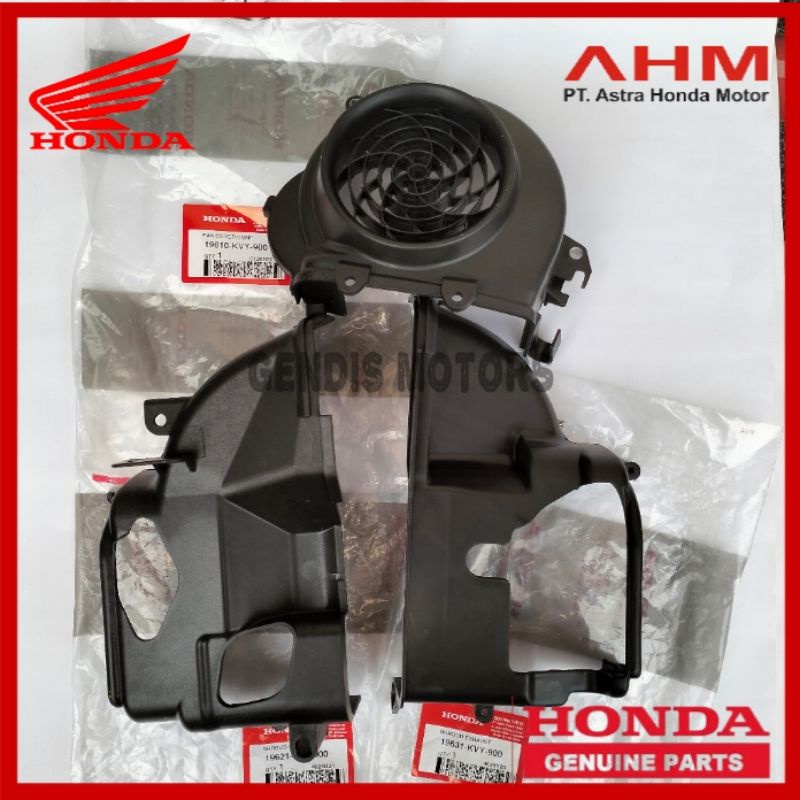 Satu set Cover tutup kipas blok mesin Beat Scoopy Spacy karbu ORI AHM