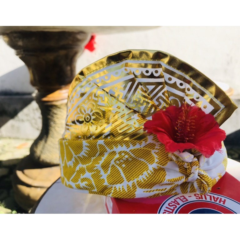 Top Seller udeng  jadi  songket putih kuning