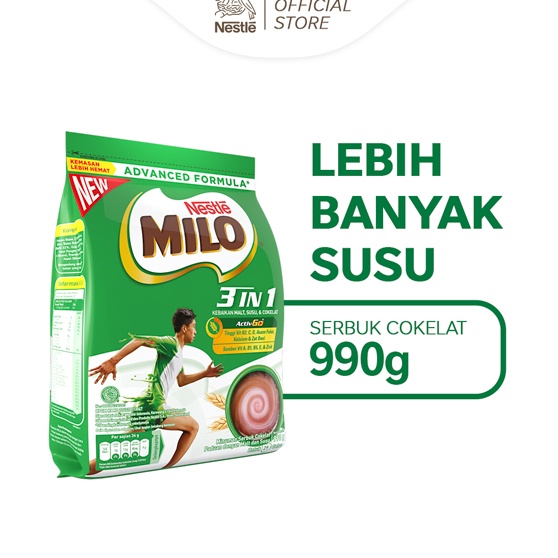 

➢❈ MILO 3in1 ACTIV-GO Susu Coklat Pouch 990g ★★★★★