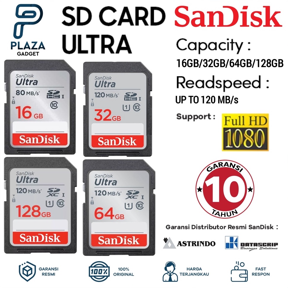 ✪Ready← JFKTT Sd Card Sandisk SDHC SDXC Ultra 32GB 64GB 128GB 256GB 120MBps 140MBps Original Bergara